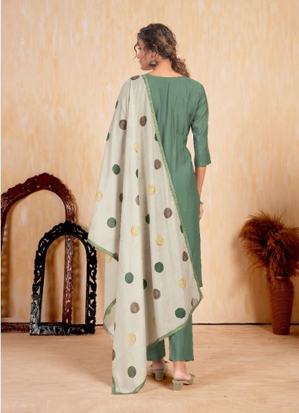 Sea Green Romal Viscose Silk Printed Festive-Wear Pant-Bottom Readymade Salwar Kameez
