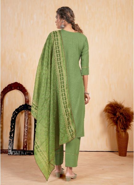 Light Green Rayon Thread-Work Festive-Wear Pant-Bottom Readymade Salwar Kameez