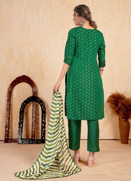 Green Roman Silk Printed Festive-Wear Pant-Bottom Readymade Salwar Kameez