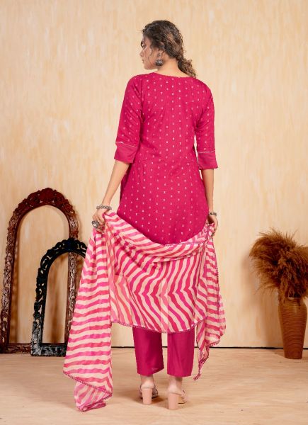 Magenta Roman Silk Printed Festive-Wear Pant-Bottom Readymade Salwar Kameez