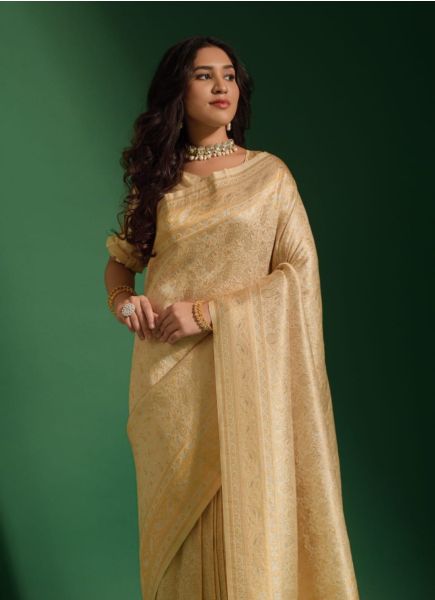 Burlywood Kanjivaram Silk Weaving Party-Wear Saree