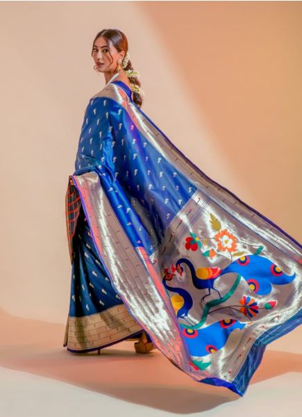 Royal Blue Paithani Silk Party-Wear Saree