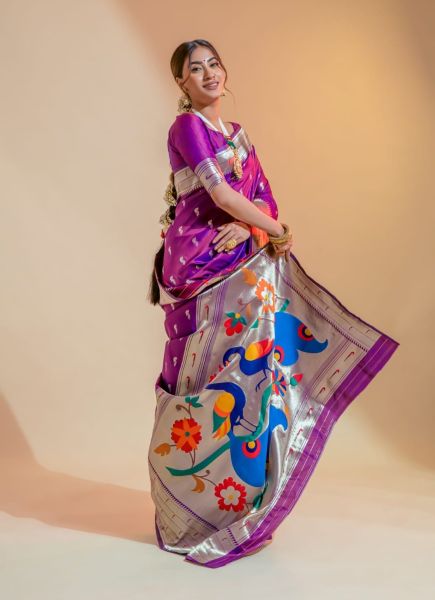 Violet Paithani Silk Party-Wear Saree