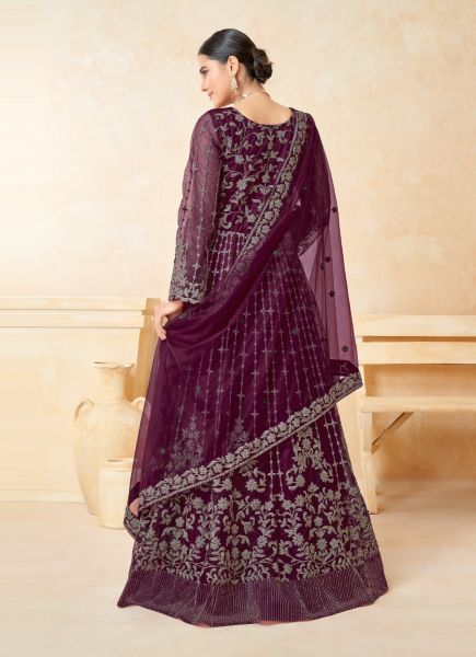 Purple Net Embroidered Ramadan Special Net Anarkali Salwar Kameez