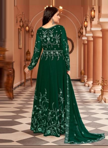 Green Blooming Georgette Embroidered Ramadan Special Anarkali Salwar Kameez