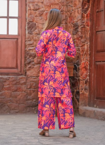Multicolor Cotton Digitally Printed Resort-Wear Co-Ord Set