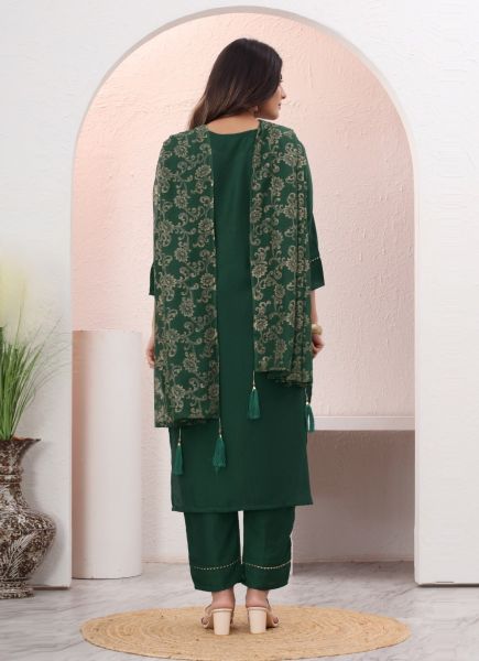 Green Chinon Foil-Printed Festive-Wear Pant-Bottom Readymade Salwar Kameez