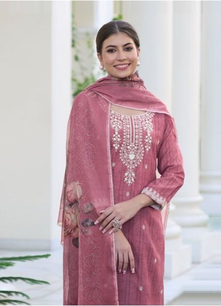 Mauve Silk Cotton Digitally Printed Party-Wear Pant-Bottom Readymade Salwar Kameez