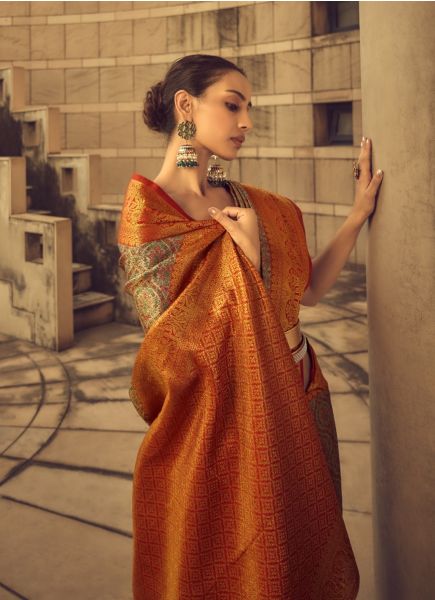 Golden Weaving Festive-Wear Banarasi Silk Saree