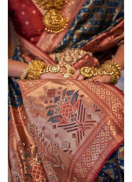 Navy Blue Banarasi Silk Party-Wear Saree With Jacquard Weaving