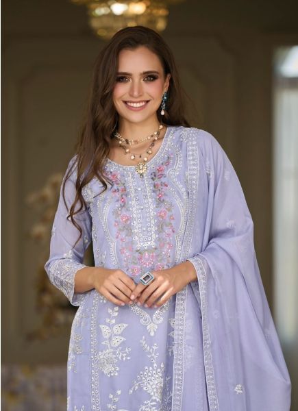 Light Lavender Soft Organza Embroidered Ramadan Special Pakistani Readymade Salwar Kameez
