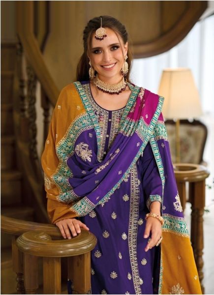Violet Heavy Chinon Embroidered Ramadan Special Pakistani Readymade Salwar Kameez