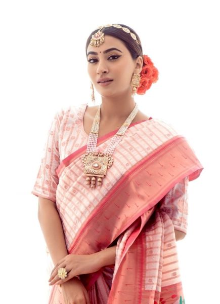 White Paithani Silk Weaving Festive-Wear Saree
