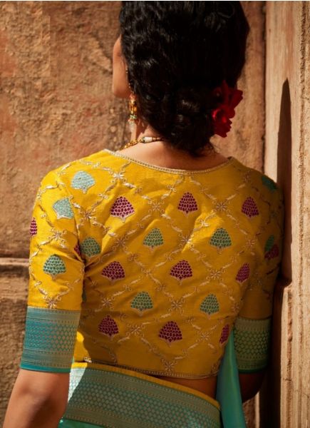 Light Sea Green Silk Weaving Wedding-Wear Banarasi Silk Saree