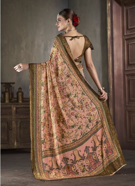 Light Mauve Silk Viscose Printed Vibrant Saree For Traditional / Religious Occasions