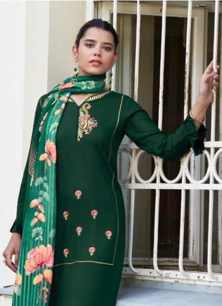 Green Rayon Digitally Printed Resort-Wear Pant-Bottom Readymade Salwar Kameez
