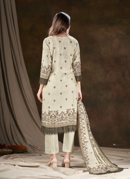 White Muslin Digitally Printed Festive-Wear Pant-Bottom Readymade Salwar Kameez