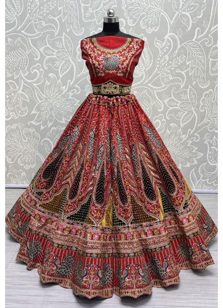 Red Dolla Silk Handwork Wedding-Wear Bridal Lehenga Choli