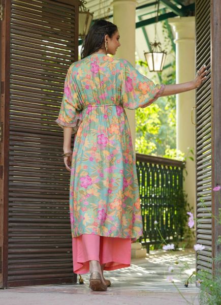 Multicolor Mul-Mul Cotton Printed Resort-Wear Readymade Co-Ord Set
