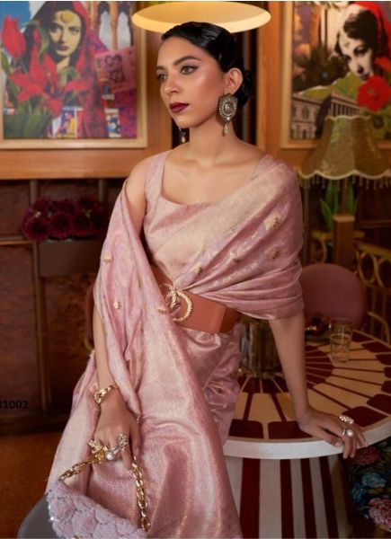 Lilac Silk Weaving Festive-Wear Handloom Saree