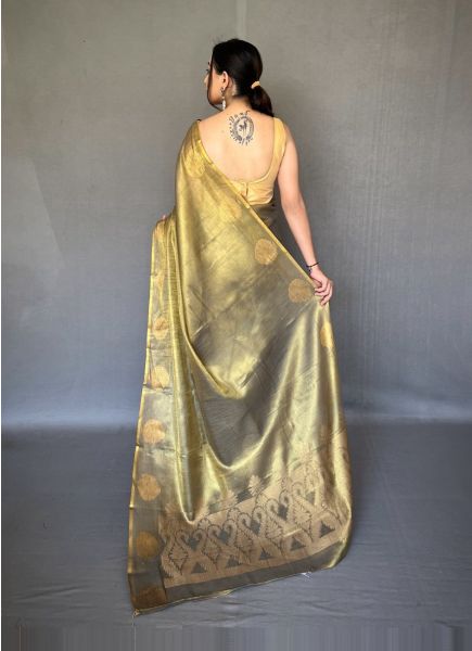 Golden Tissue Silk with Jacquard Zari Weaving Saree