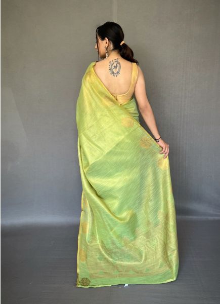 Light Green Tissue Silk with Jacquard Zari Weaving Saree