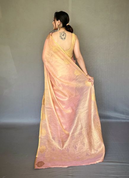 Pink Tissue Silk with Jacquard Zari Weaving Saree