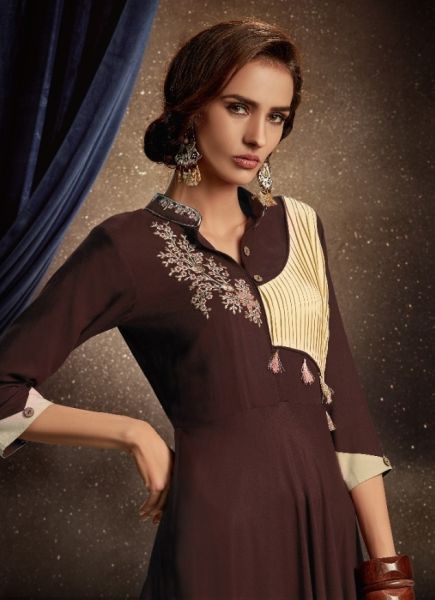 Brown Rayon Readymade Gown