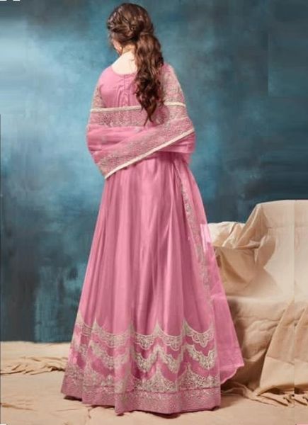 Pink Net Anarkali Salwar Suit