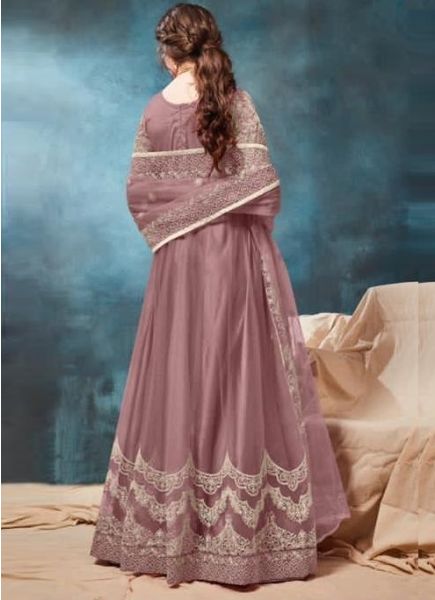 Baby Pink Net Anarkali Salwar Suit
