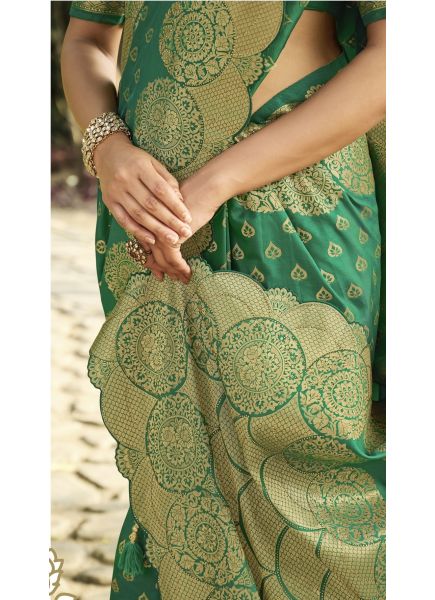 Light Teal Green Banarasi Silk Saree