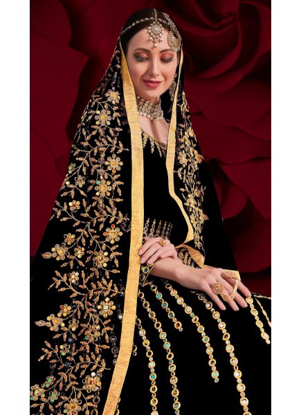 Black Georgette With Embroidery Work Ankle Length Salwar Suit