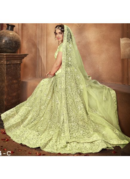 Light Green Net & Silk With Can-Can Party Wear Lehenga Choli