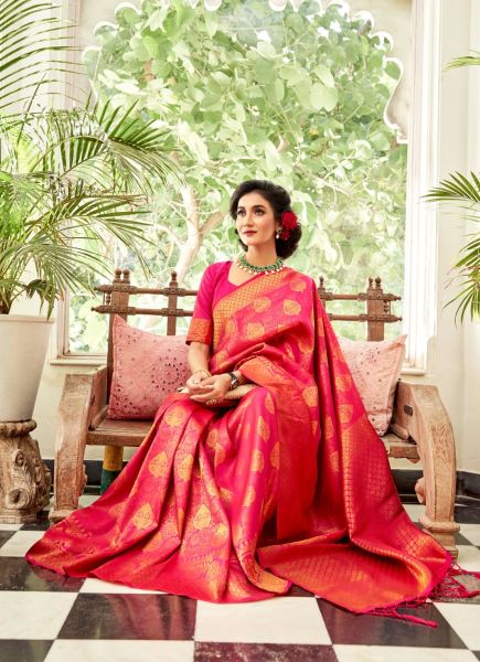 Magenta Soft Handloom Weaving Silk Saree