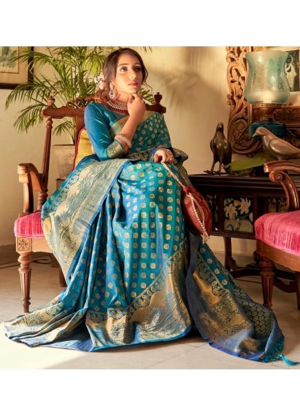 Sky Blue Soft Handloom Weaving Silk Saree