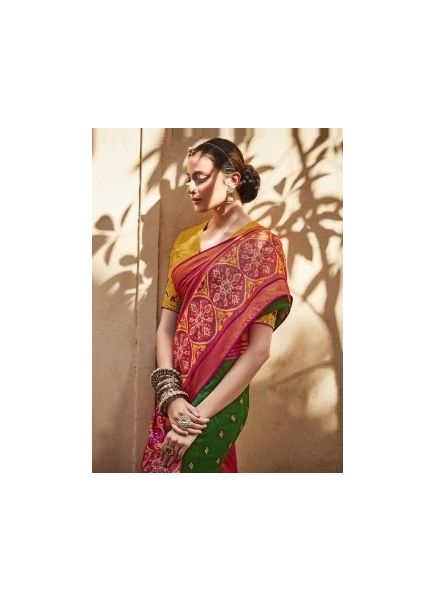 Green Art Silk Weaving Festive-Wear Embroidery Saree