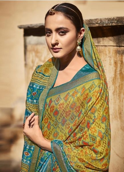 Yellow Art Silk Weaving Festive-Wear Embroidery Saree