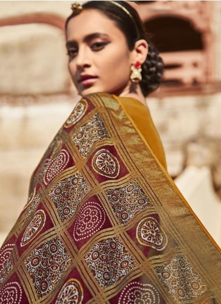 Maroon Art Silk Weaving Festive-Wear Embroidery Saree