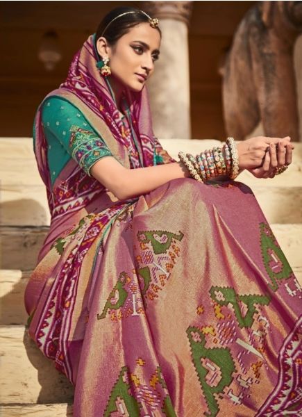 Purple Art Silk Weaving Festive-Wear Embroidery Saree