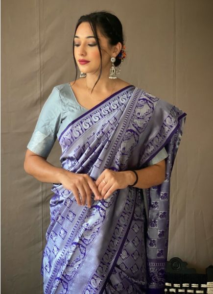 Blue Soft Handloom Silk Saree