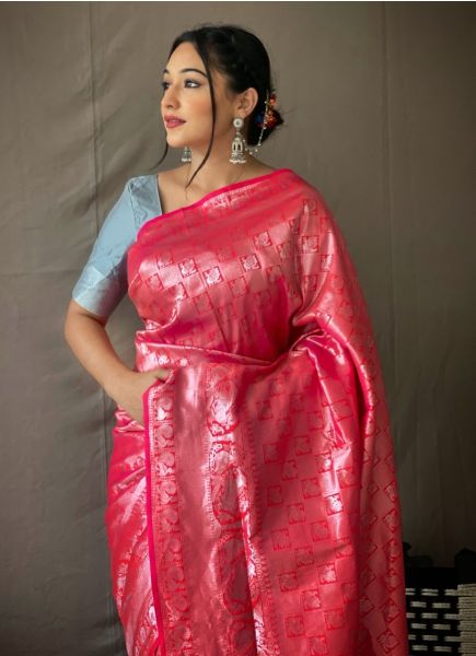 Deep Pink Soft Handloom Silk Saree