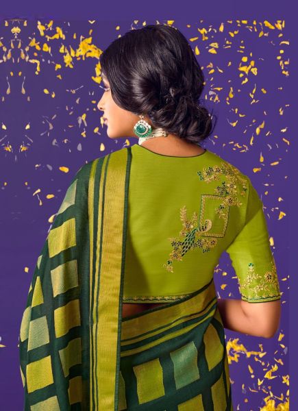 Green Silk Weaving Wedding-Wear Brasso Saree