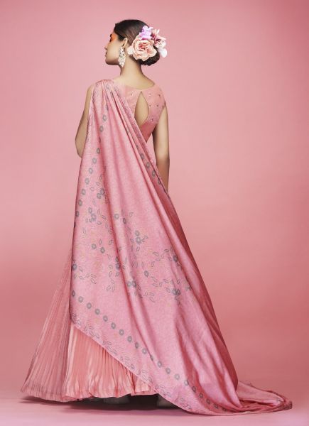 Pink Art Silk Thread, Hand Work Crushed Wedding-Wear Stylish Readymade Lehenga Choli