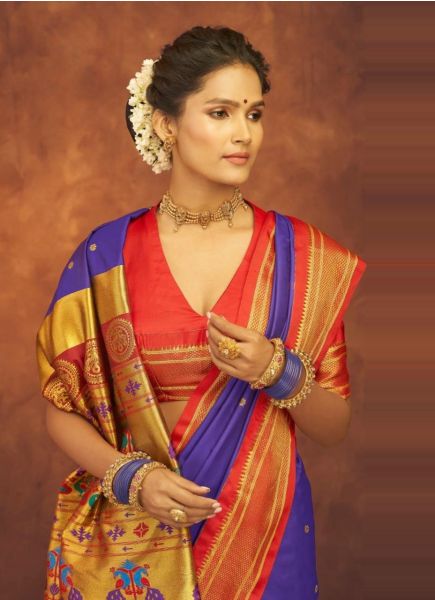 Violet Maharani Paithani Weaving Festive-Wear Silk Saree