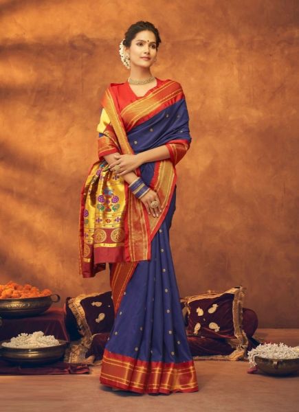 Blue Maharani Paithani Weaving Festive-Wear Silk Saree