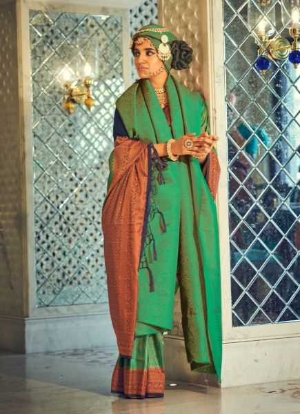 Light Green Soft Silk Weaving Festive-Wear Saree