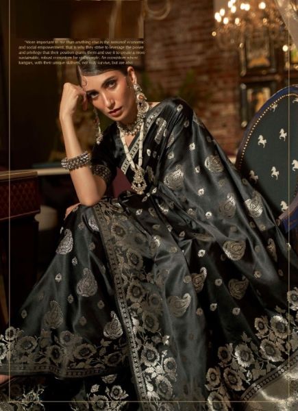 Black Silk Weaving Party-Wear Handloom Saree