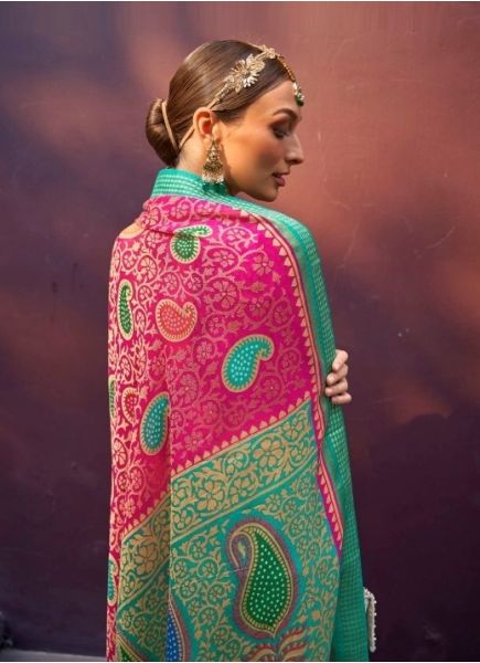 Magenta Brasso Weaving Festive-Wear Saree
