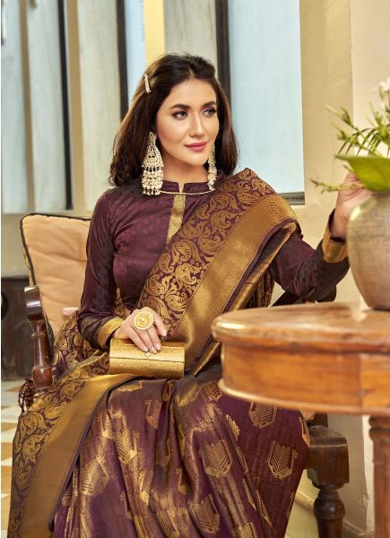 Maroon Handloom Weaving Silk Festive-Wear Saree