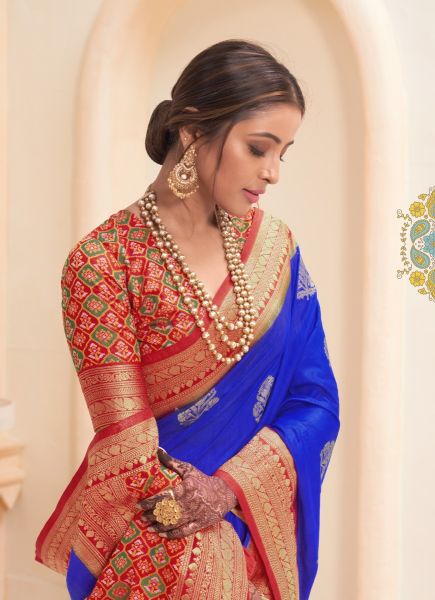 Royal Blue Patola Silk Weaving Party-Wear Saree